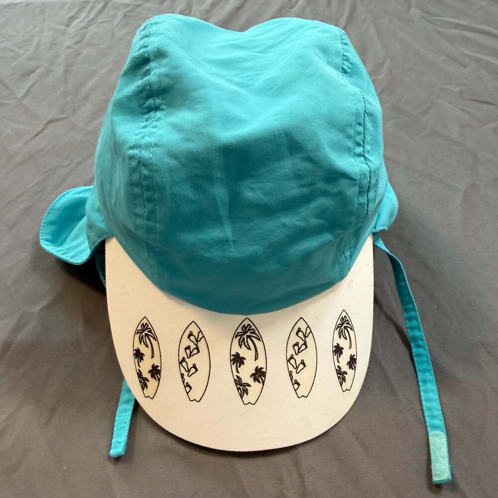 Sun Protection Zone Kids Sun Hat Surfboard Bill Aqua Neck Flap Beach Swim